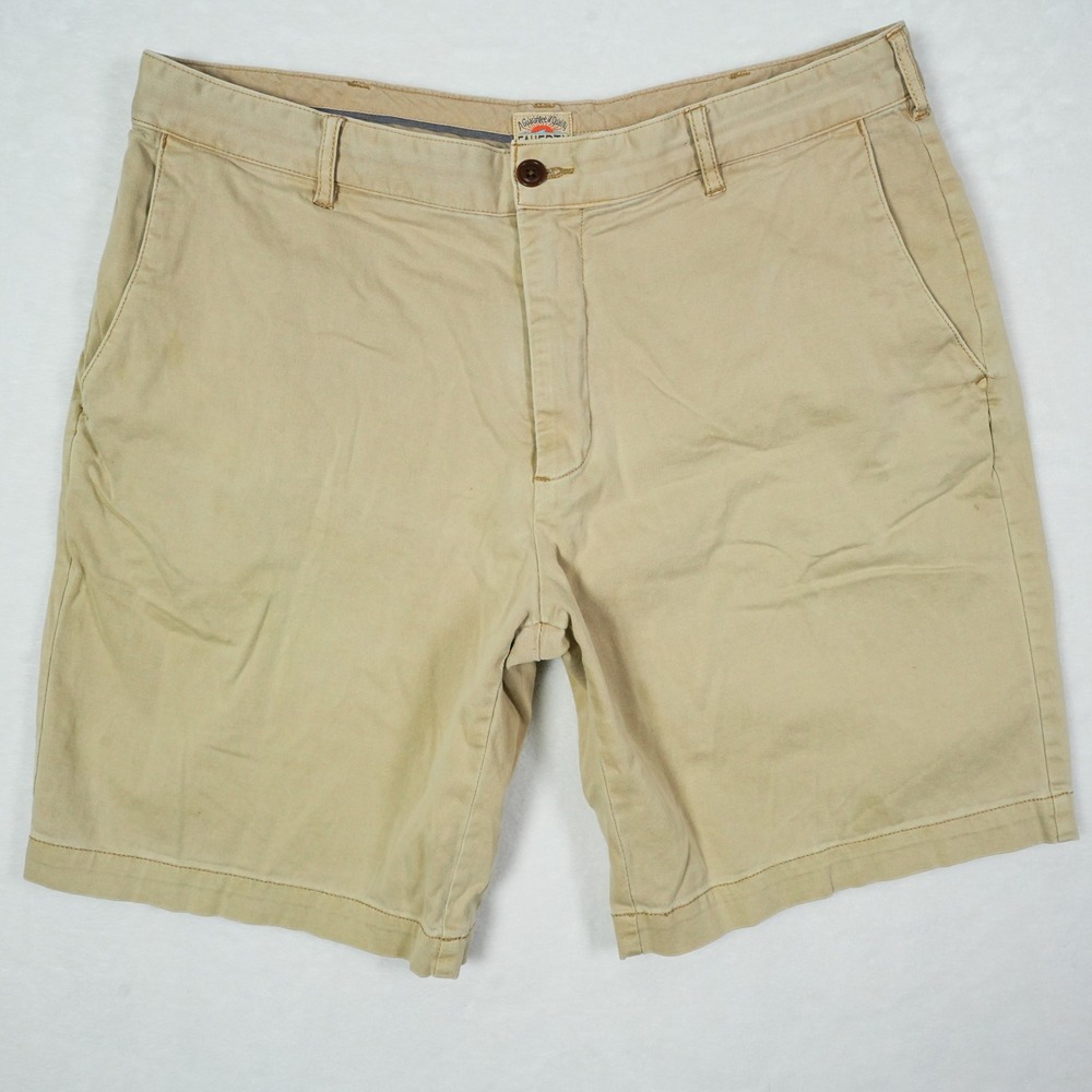 Faherty Brand Mens Chino Shorts Khaki Tan Cotton Stretch Size 34 Casual Summer